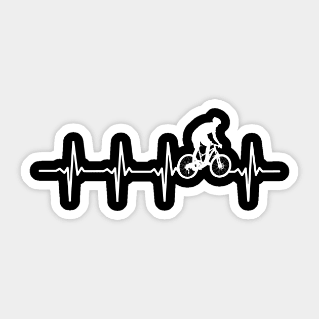 MTB Mountain Biking Heartbeat Gift For Mountain Bikers Sticker by OceanRadar